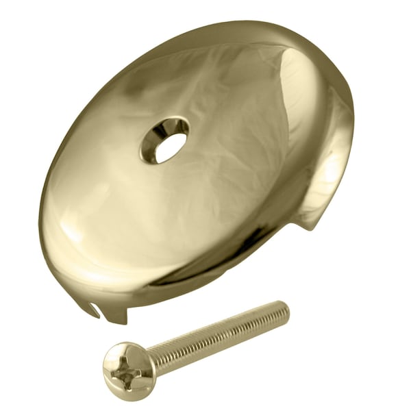 Westbrass 3-1/8" Single Hole Overflow Face Plate and Screw in Polished Brass D328-01 - main